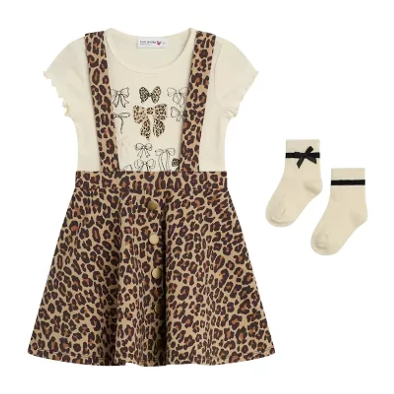 Knit Works Toddler Girls Cheetah Bow Short Sleeve Jumper