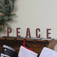 Northlight Buffalo Plaid “Peacein - 6in - 5 Piece Christmas Stocking Holder