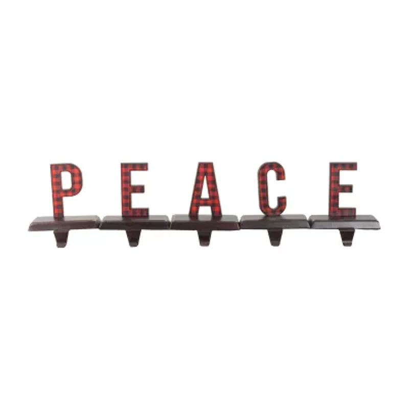 Northlight Buffalo Plaid “Peacein - 6in - 5 Piece Christmas Stocking Holder