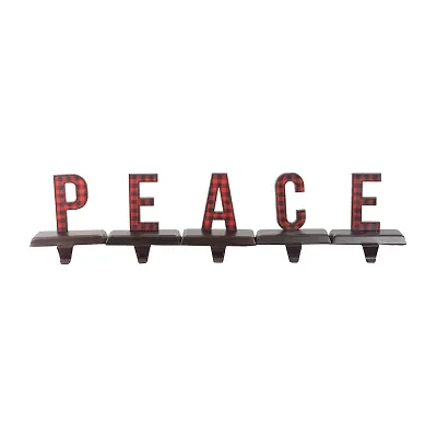 Northlight Buffalo Plaid “Peacein - 6in - 5 Piece Christmas Stocking Holder