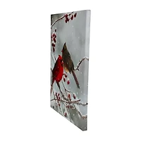 Northlight Lighted Red Cardinals And Berries Canvas 15.75in X 11.75in Canvas Art