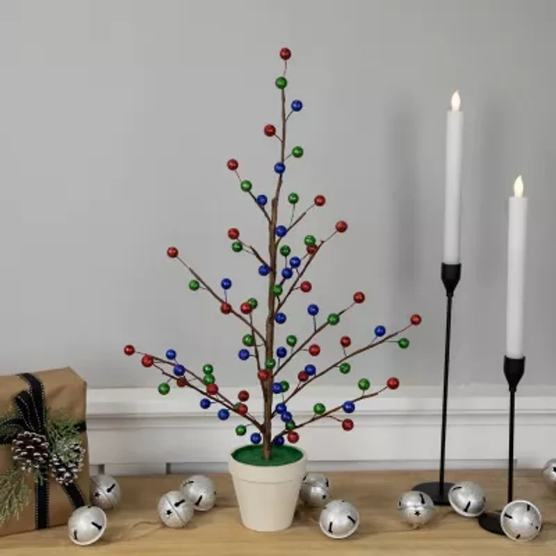 Northlight Glittered Ball Ornament - Unlit 2 Foot Pine Christmas Tree