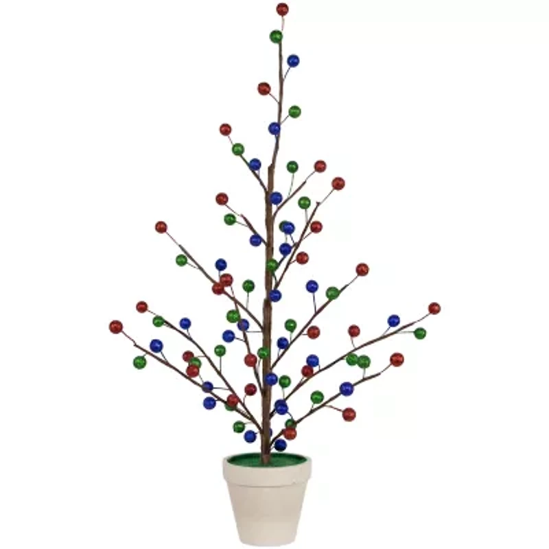 Northlight Glittered Ball Ornament - Unlit 2 Foot Pine Christmas Tree