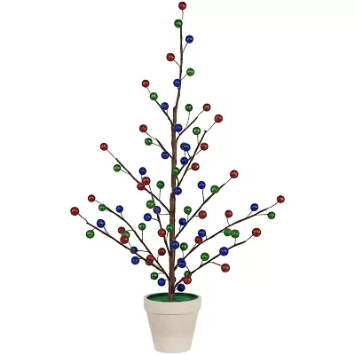 Northlight Glittered Ball Ornament - Unlit 2 Foot Pine Christmas Tree