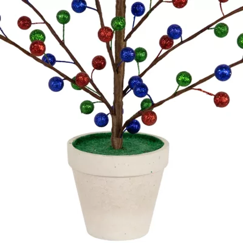 Northlight Glittered Ball Ornament - Unlit 2 Foot Pine Christmas Tree