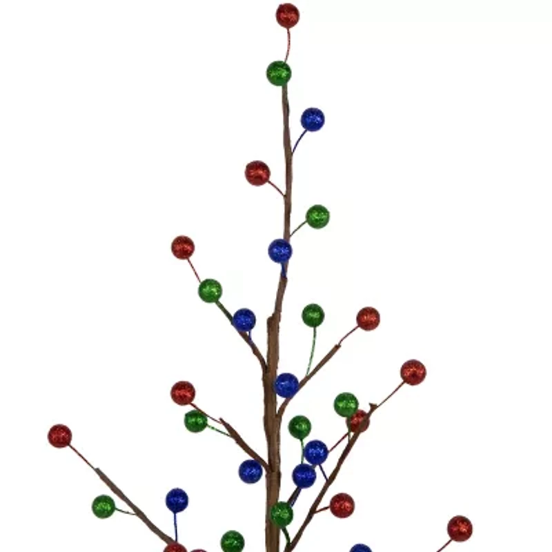 Northlight Glittered Ball Ornament - Unlit 2 Foot Pine Christmas Tree