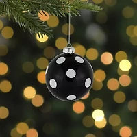 Northlight Set Of 2 Black And White Glittered Polka Dot Glass Ball 4in Christmas Ornament
