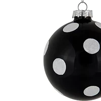 Northlight Set Of 2 Black And White Glittered Polka Dot Glass Ball 4in Christmas Ornament