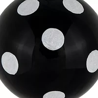 Northlight Set Of 2 Black And White Glittered Polka Dot Glass Ball 4in Christmas Ornament