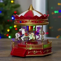 Northlight Led Lighted Animated And Musical Carousel - 9.25in Lighted Christmas Village