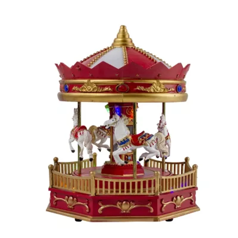 Northlight Led Lighted Animated And Musical Carousel - 9.25in Lighted Christmas Village