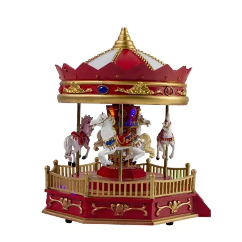 Northlight Led Lighted Animated And Musical Carousel - 9.25in Lighted Christmas Village