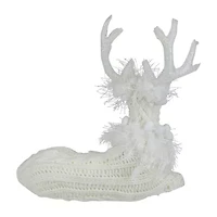 Northlight Cable Knit Sweater Sitting Reindeer - 9.75in Christmas Figurine