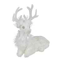 Northlight Cable Knit Sweater Sitting Reindeer - 9.75in Christmas Figurine