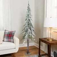 Northlight Pre-Lit Alpine Flocked Clear Led Lights 6 Foot Pine Christmas Tree