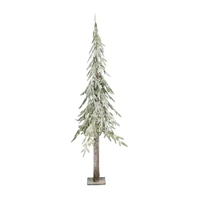 Northlight Pre-Lit Alpine Flocked Clear Led Lights 6 Foot Pine Christmas Tree