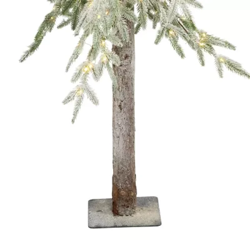 Northlight Pre-Lit Alpine Flocked Clear Led Lights 6 Foot Pine Christmas Tree