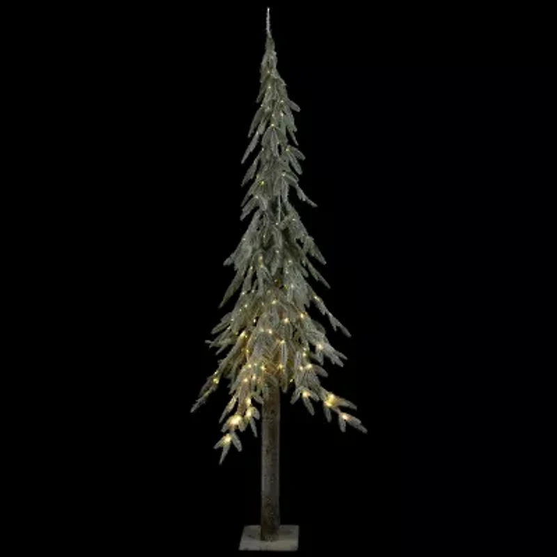 Northlight Pre-Lit Alpine Flocked Clear Led Lights 6 Foot Pine Christmas Tree