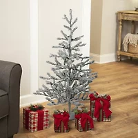 Northlight Green Flocked Alpine Coral - Unlit 3 Foot Flocked Pine Christmas Tree