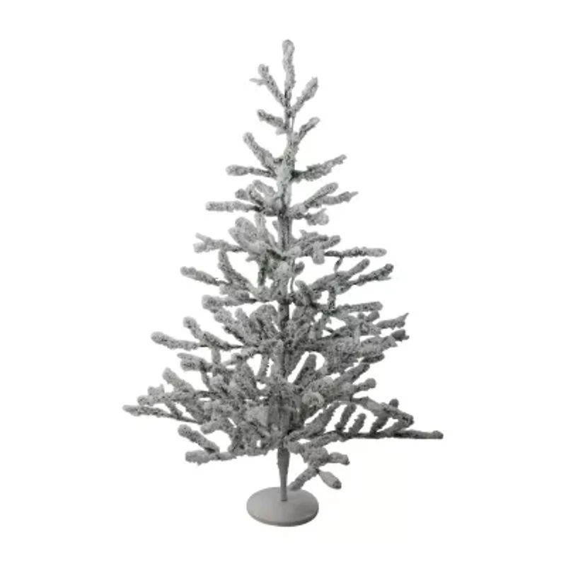 Northlight Green Flocked Alpine Coral - Unlit 3 Foot Flocked Pine Christmas Tree