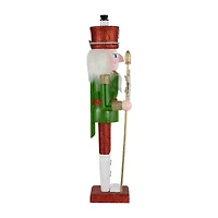 Northlight Glittered With Snowflake Scepter Figure - 15in - Red And Green Wood Christmas Nutcracker