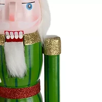 Northlight Glittered With Snowflake Scepter Figure - 15in - Red And Green Wood Christmas Nutcracker