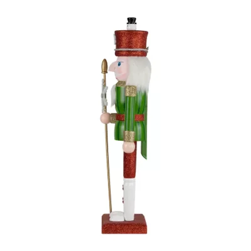 Northlight Glittered With Snowflake Scepter Figure - 15in - Red And Green Wood Christmas Nutcracker