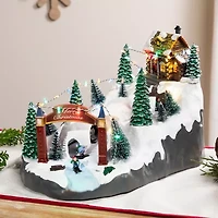 Northlight Led Lighted Winter Skiing Scene Animated - 15in Christmas Village