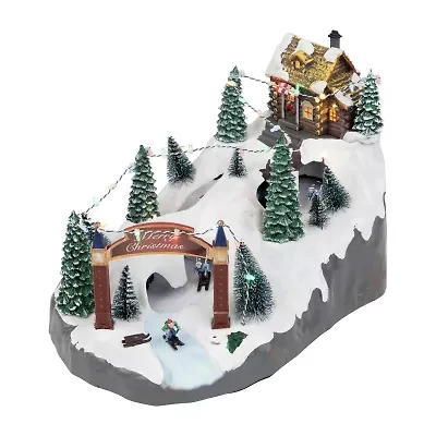 Northlight Led Lighted Winter Skiing Scene Animated - 15in Christmas Village