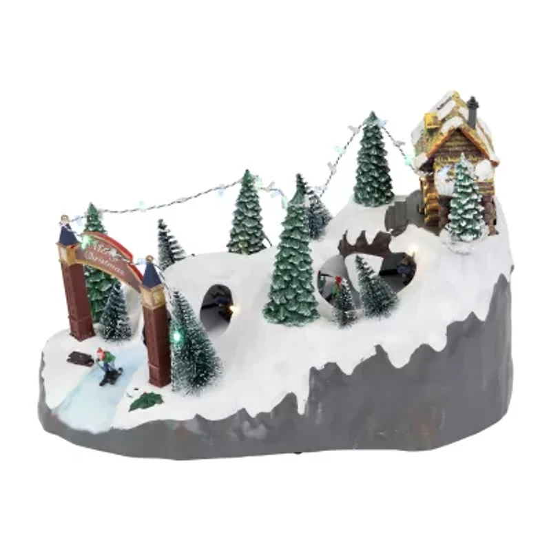 Northlight Led Lighted Winter Skiing Scene Animated - 15in Christmas Village