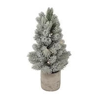 Northlight Led Lighted Mini Frosted In Cement Base 1 Foot Pine Christmas Tree