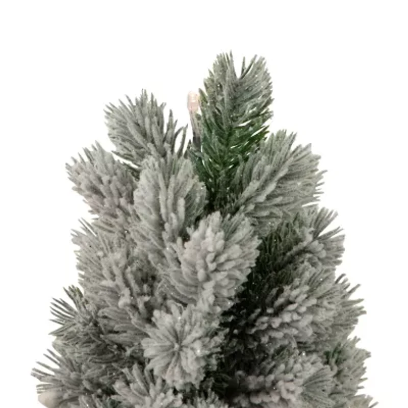 Northlight Led Lighted Mini Frosted In Cement Base 1 Foot Pine Christmas Tree