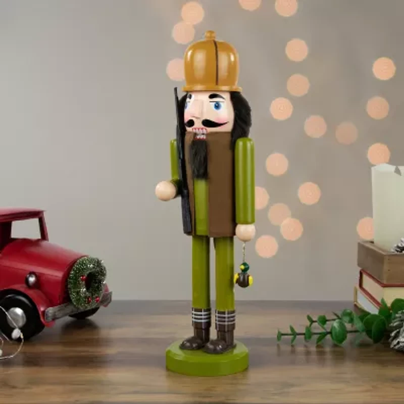 Northlight 14in Green And Brown Duck Hunter Wood Christmas Nutcracker
