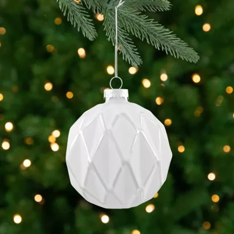 Northlight 4ct White And Gray Diamond Matte Ball 4in (100mm) Christmas Ornament