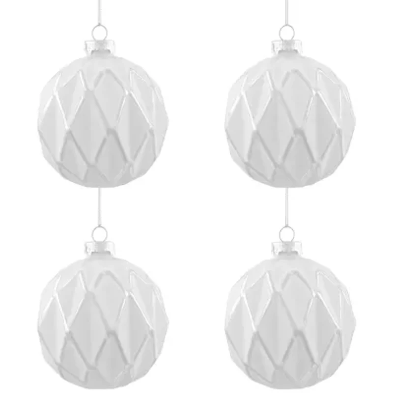 Northlight 4ct White And Gray Diamond Matte Ball 4in (100mm) Christmas Ornament