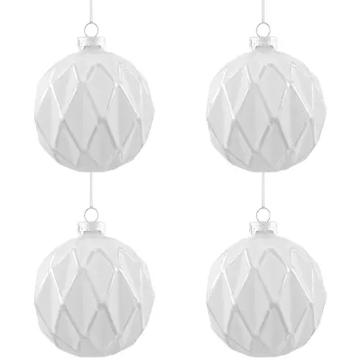 Northlight 4ct White And Gray Diamond Matte Ball 4in (100mm) Christmas Ornament