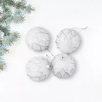 Northlight 4ct White And Gray Diamond Matte Ball 4in (100mm) Christmas Ornament