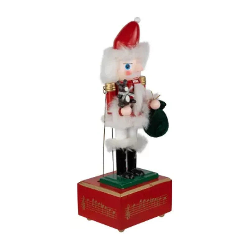 Northlight Animated And Musical Santa With Bear - 12in Wood Plays Music Christmas Nutcracker