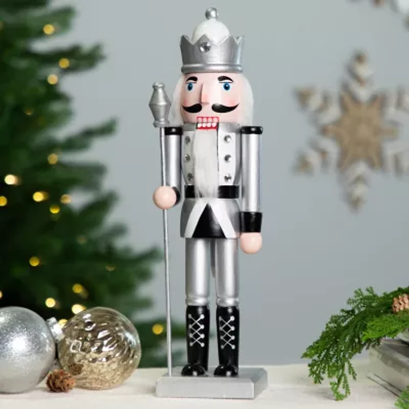 Northlight Jeweled Figure - 14in - Silver And Black Wood Christmas Nutcracker