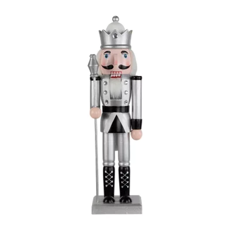 Northlight Jeweled Figure - 14in - Silver And Black Wood Christmas Nutcracker