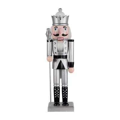 Northlight Jeweled Figure - 14in - Silver And Black Wood Christmas Nutcracker