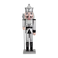 Northlight Jeweled Figure - 14in - Silver And Black Wood Christmas Nutcracker