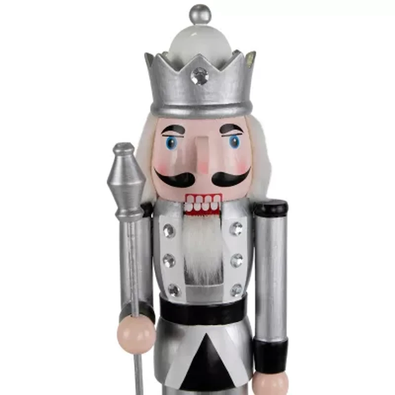 Northlight Jeweled Figure - 14in - Silver And Black Wood Christmas Nutcracker