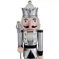 Northlight Jeweled Figure - 14in - Silver And Black Wood Christmas Nutcracker
