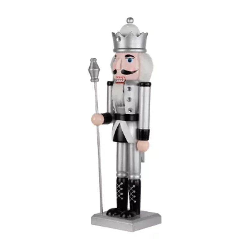 Northlight Jeweled Figure - 14in - Silver And Black Wood Christmas Nutcracker