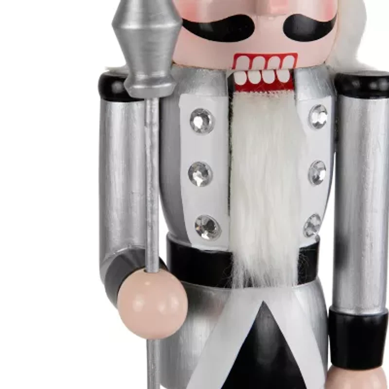 Northlight Jeweled Figure - 14in - Silver And Black Wood Christmas Nutcracker