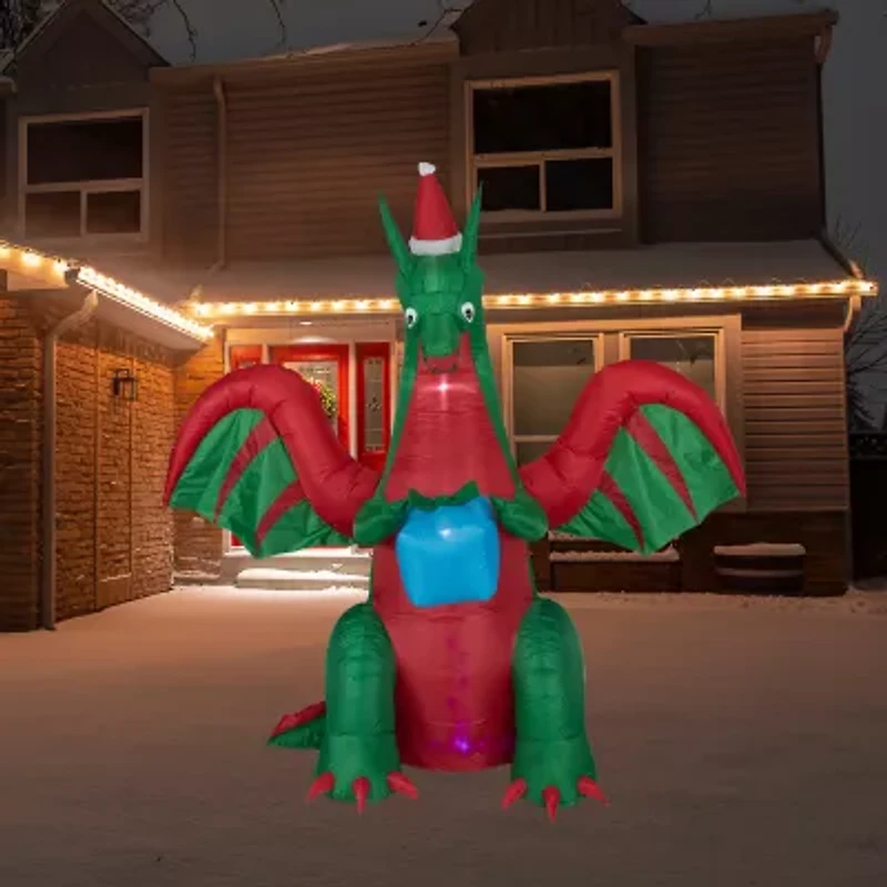 Northlight 6ft Inflatable Led Lighted Dragon With Gift Christmas Inflatable