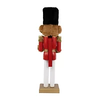 Northlight Plush Teddy Bear Soldier - 14in - Red And Gold Wood Christmas Nutcracker