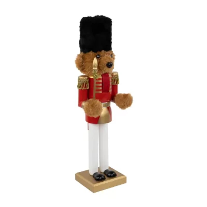 Northlight Plush Teddy Bear Soldier - 14in - Red And Gold Wood Christmas Nutcracker