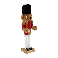 Northlight Plush Teddy Bear Soldier - 14in - Red And Gold Wood Christmas Nutcracker